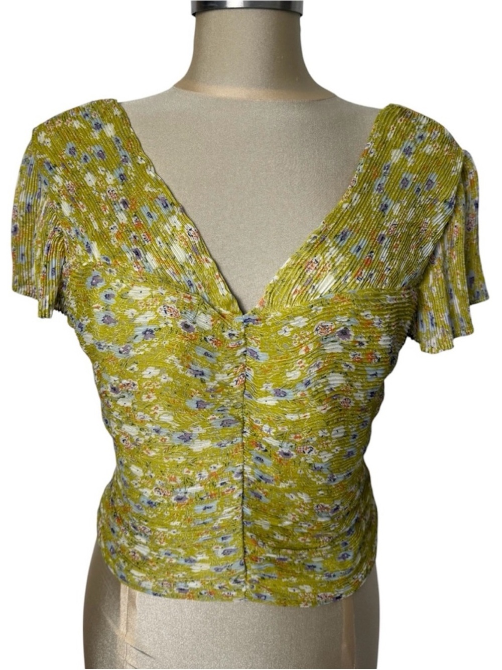 NWT ASTR The Label Chartreuse Ribbed Top - Picture 2 of 11